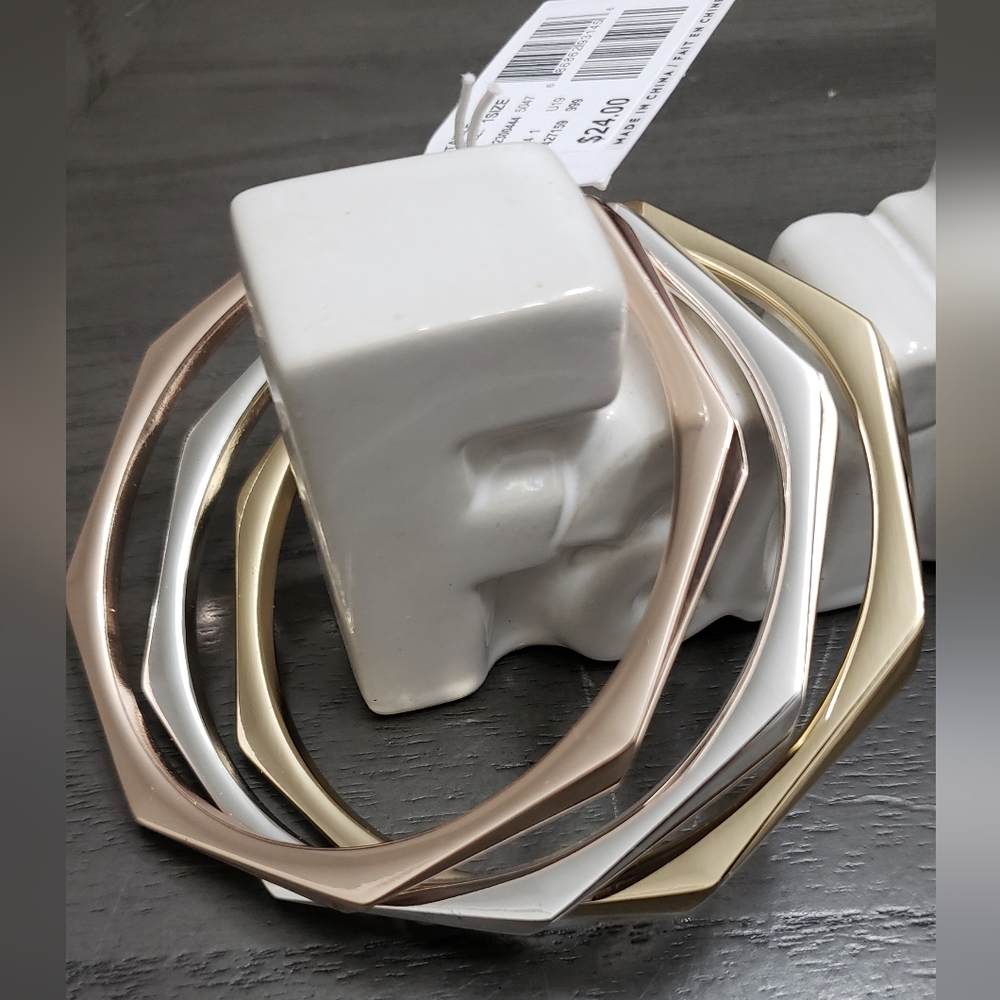 Addtion Elle 3 Color Bangle Set Gold/Silver/Rose Gold NWT